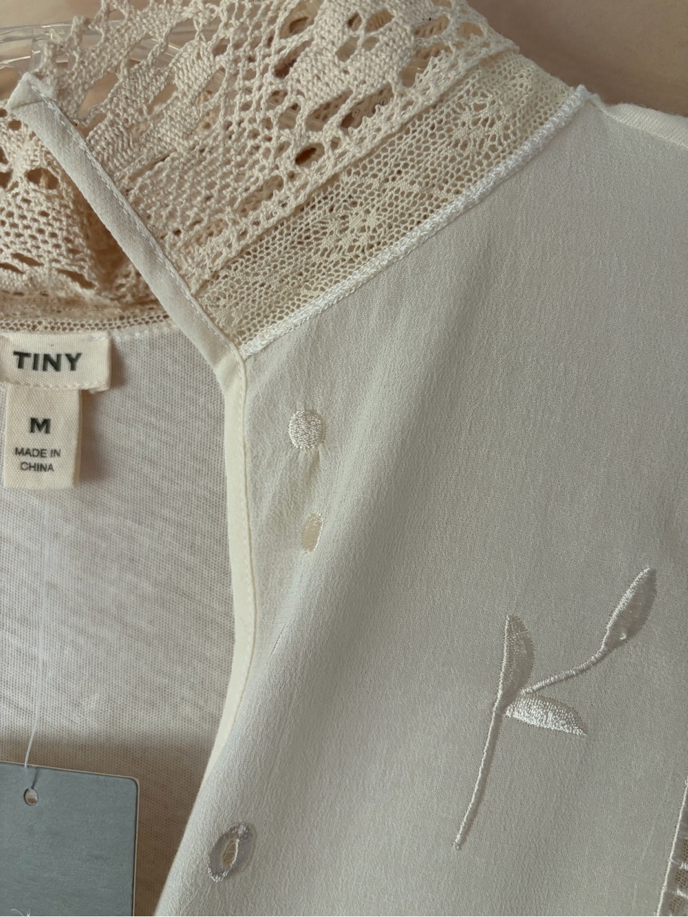 Cream Lace-Trim Boho Women's Top from Anthropologie - Picture 3 of 5
